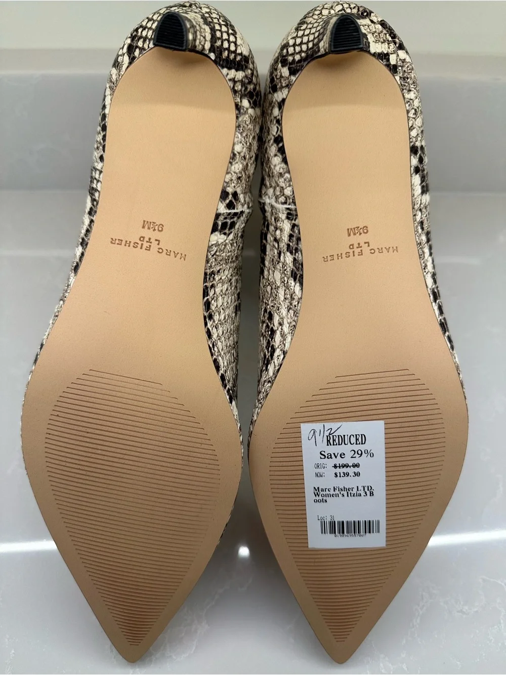 NWT-NIB|| Marc Fisher Itzia Snake-Print Ankle Boot. Size: 9.5M Women’s
